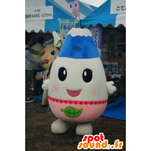 Mascot Gotemba Yonago, muñeco de nieve blanca y rosa, montaña - MASFR25714 - Yuru-Chara mascotas japonesas
