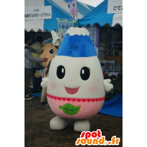 Mascot Gotemba Yonago, white and pink snowman, mountain - MASFR25714 - Yuru-Chara Japanese mascots