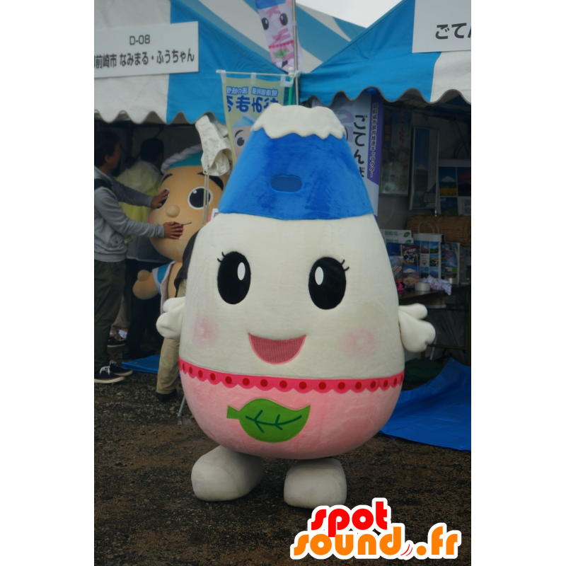 Mascotte Gotemba Yonago, pupazzo di neve bianca e rosa, montagna - MASFR25714 - Yuru-Chara mascotte giapponese