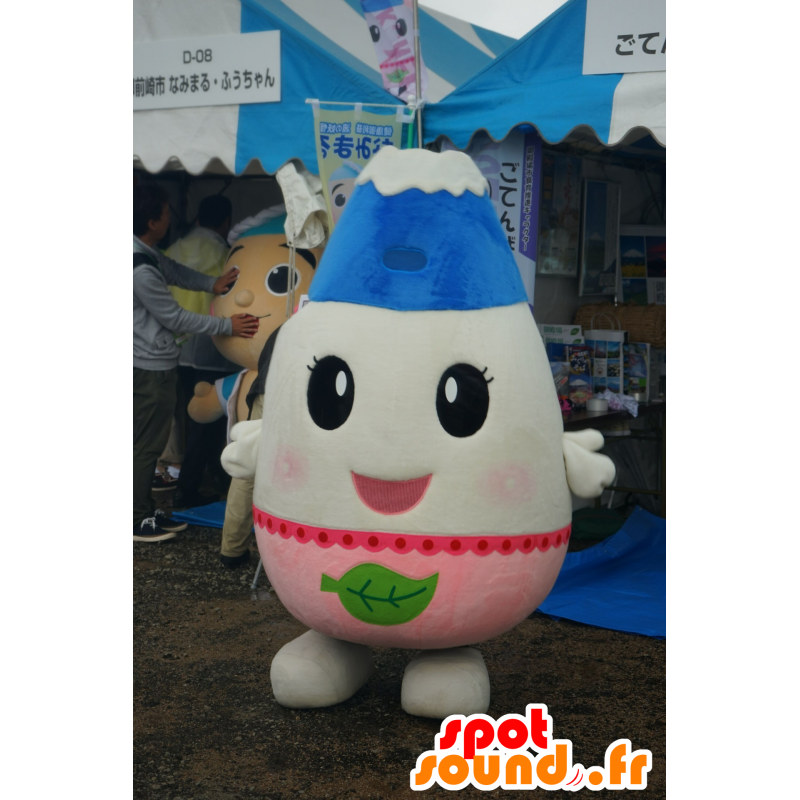 Mascotte de Gotemba Yonago, bonhomme blanc et rose, montagne - MASFR25714 - Mascottes Yuru-Chara Japonaises