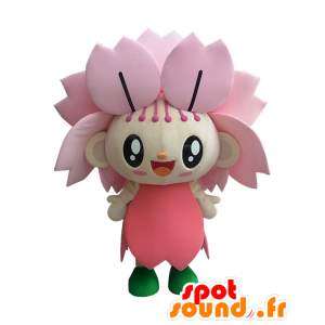 Mascotte de Melun chan, jolie fleur rose, très souriante - MASFR25718 - Mascottes Yuru-Chara Japonaises