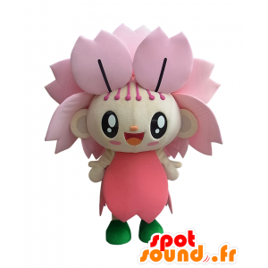 Melun chan maskot, ganska rosa blomma, mycket leende - Japanska Yuru-Chara maskotar - MASFR25718 - SpotSound.fr