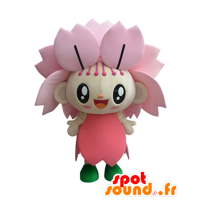 Chan Maskottchen Melun, hübsche rosa Blume, sehr fröhlich - MASFR25718 - Yuru-Chara japanischen Maskottchen
