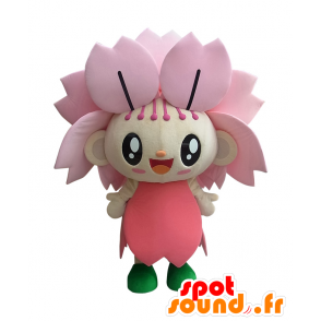 Chan Maskottchen Melun, hübsche rosa Blume, sehr fröhlich - Japanische Yuru-Chara-Maskottchen - MASFR25718 - SpotSound.fr