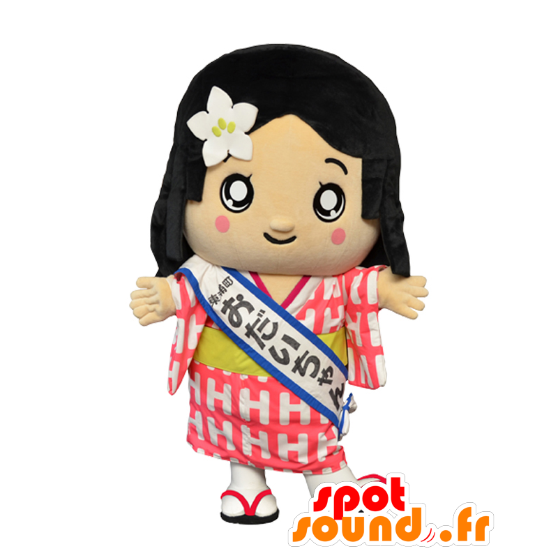 Mascotte de Dai-chan, fillette brune, habillée en rose et blanc - MASFR25719 - Mascottes Yuru-Chara Japonaises