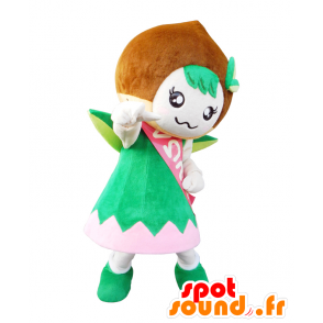 Kurimin mascote, boneco de neve, verde elfo e branco, muito sorridente - MASFR25721 - Yuru-Chara Mascotes japoneses