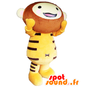 Mascot Nuezaemon, keltainen ja ruskea apina, jättiläinen tiikeri - MASFR25727 - Mascottes Yuru-Chara Japonaises
