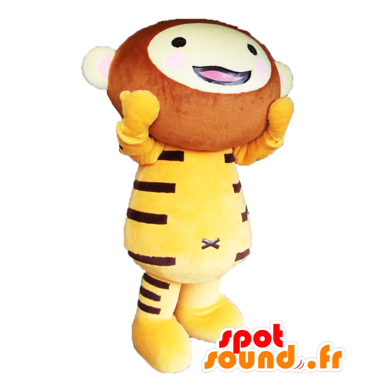 Mascotte Nuezaemon, giallo e marrone scimmia, tigre gigante - MASFR25727 - Yuru-Chara mascotte giapponese