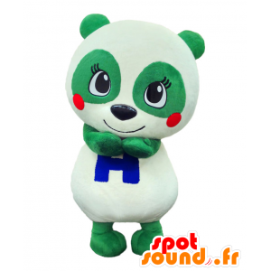 Mascot Panchan, panda, nalle valkoinen ja vihreä - MASFR25731 - Mascottes Yuru-Chara Japonaises