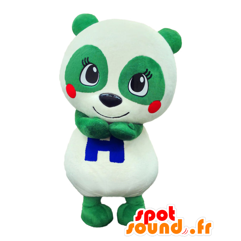 Panchan maskot, panda, vit och grön nallebjörn - Spotsound