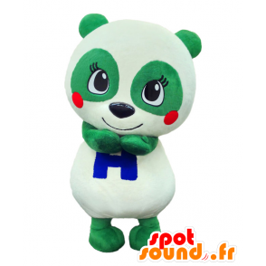 Mascotte de Panchan, panda, nounours blanc et vert - MASFR25731 - Mascottes Yuru-Chara Japonaises