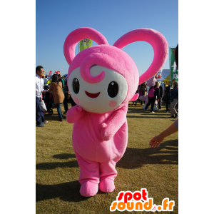 Solid-chan maskot, rosa og hvit mann med et hjerte - MASFR25736 - Yuru-Chara japanske Mascots