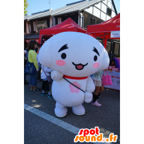 Weißer Hund Maskottchen mit einem roten Kragen - MASFR25737 - Yuru-Chara japanischen Maskottchen