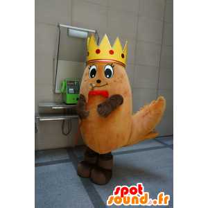 Orange fox mascot, with big eyes and a crown - MASFR25738 - Yuru-Chara Japanese mascots