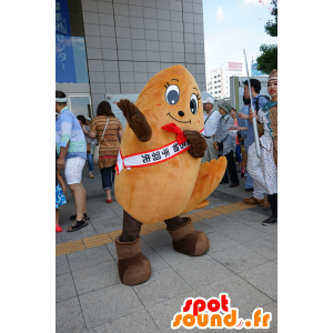 Orange fox mascot, with big eyes and a crown - MASFR25738 - Yuru-Chara Japanese mascots