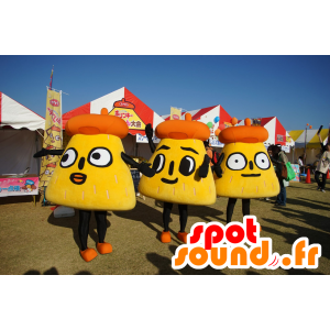 3 mascottes de Mizuumi-chi-ya, bonbons jaune et marron japonais - MASFR25740 - Mascottes Yuru-Chara Japonaises