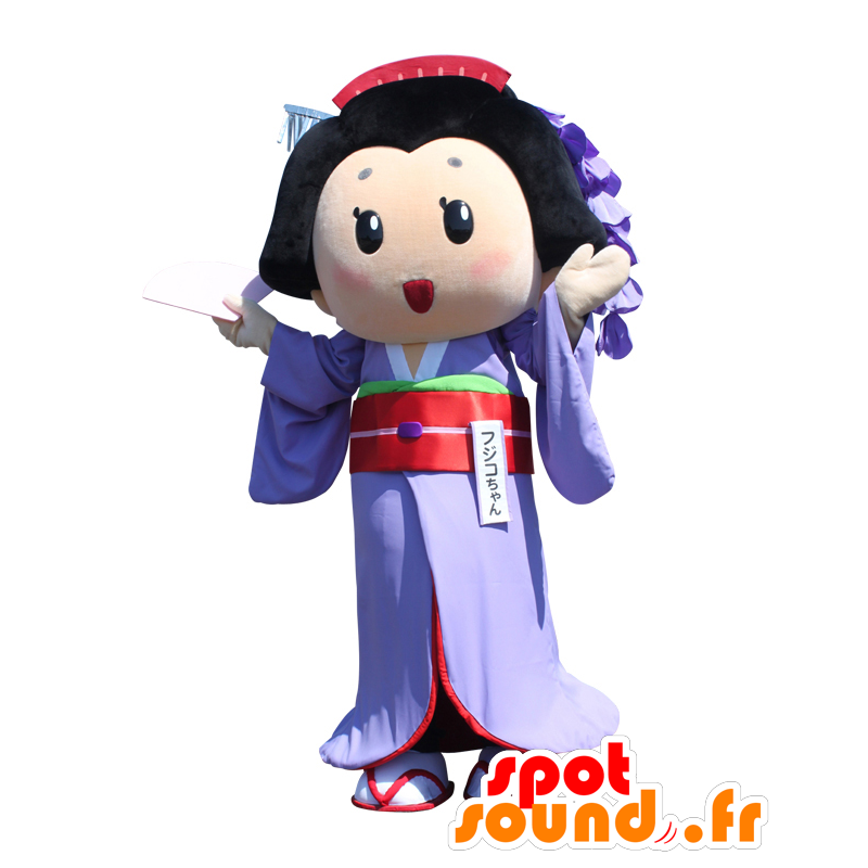 Mascot Fujiko-chan, asiatisk kvinne, i tradisjonell kjole - MASFR25742 - Yuru-Chara japanske Mascots