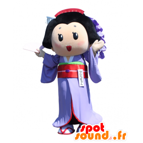 Fujiko-chan Maskottchen, asiatische Frau in traditioneller Kleidung - MASFR25742 - Yuru-Chara japanischen Maskottchen