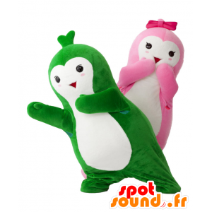 2 mascottes de Oh-kun et Bal-chan, 2 bonshommes colorés - MASFR25744 - Mascottes Yuru-Chara Japonaises