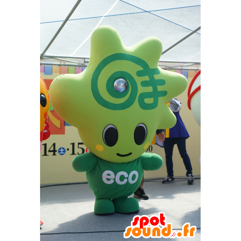 Groene mascotte mens met een stervormige kop - MASFR25746 - Yuru-Chara Japanse Mascottes