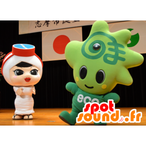 Mascotte de bonhomme vert, avec une tête en forme d'étoile - MASFR25746 - Mascottes Yuru-Chara Japonaises