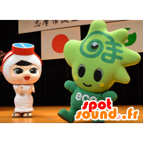 Green man mascot with a star-shaped head - MASFR25746 - Yuru-Chara Japanese mascots