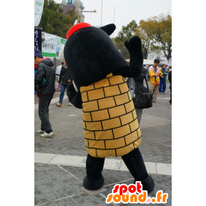 Mucca mascotte bianco e nero con un vestito giallo - MASFR25747 - Yuru-Chara mascotte giapponese