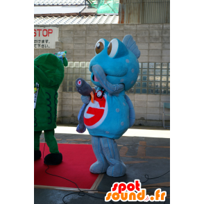 Engros Mascot blå og hvit fisk med store øyne - MASFR25751 - Yuru-Chara japanske Mascots