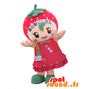 Mascotte Kirara, gigante fragola, Tochigi rosso e bianco - MASFR25753 - Yuru-Chara mascotte giapponese