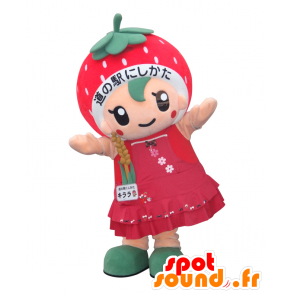 Mascot Kirara, giant strawberry, red and white Tochigi - MASFR25753 - Yuru-Chara Japanese mascots