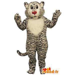 Mascotte de tigre blanc zébré de noir. Costume tigre - MASFR006825 - Mascottes Tigre
