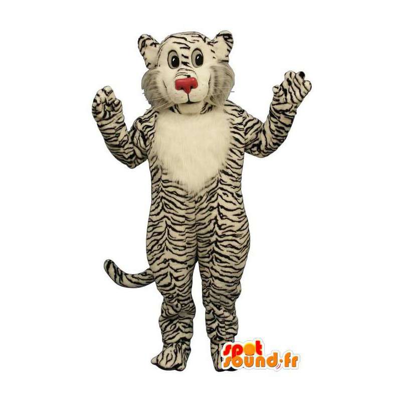 Tiger Mascot white streaked with black. Tiger Costume - MASFR006825 - Tiger mascots