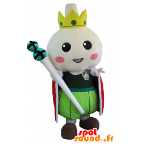 Mascotte de Prince Takko, bonhomme tout rond, avec une couronne - MASFR25757 - Mascottes Yuru-Chara Japonaises