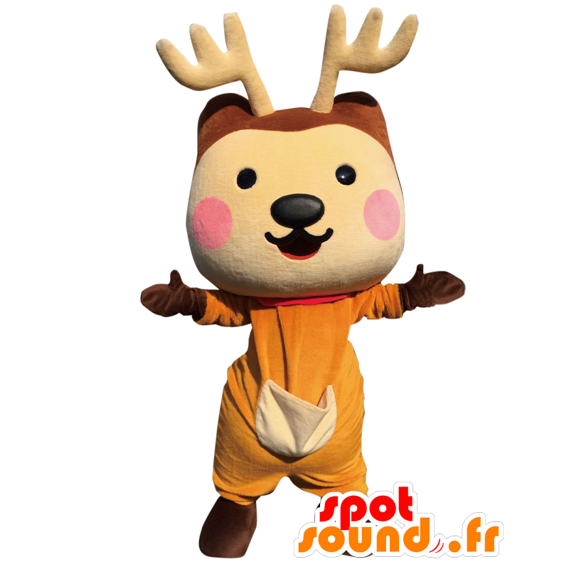 Mascot Narassy, ​​meio-cão, meia renas, marrom e laranja - MASFR25758 - Yuru-Chara Mascotes japoneses