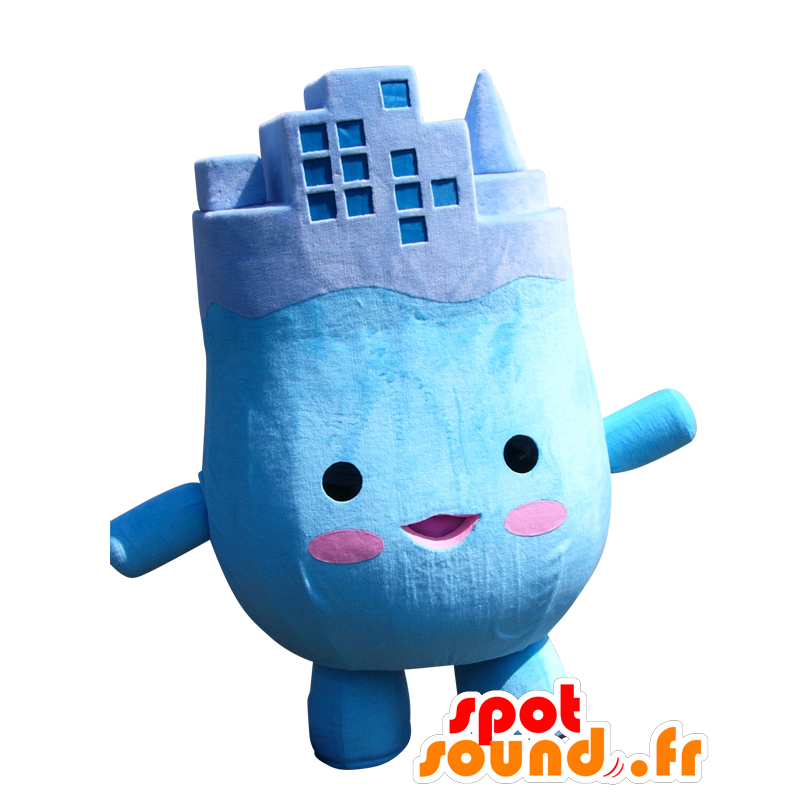 Mascota Miratan, hombre azul, con edificios en la cabeza - MASFR25761 - Yuru-Chara mascotas japonesas