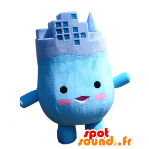 Mascota Miratan, hombre azul, con edificios en la cabeza - MASFR25761 - Yuru-Chara mascotas japonesas