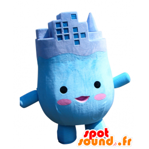 Mascot Miratan, sininen mies, rakennukset päähän - MASFR25761 - Mascottes Yuru-Chara Japonaises