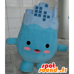 Mascot Miratan, homem azul, com edifícios na cabeça - MASFR25761 - Yuru-Chara Mascotes japoneses