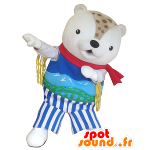 Mascot Asa Tsupi, witte teddybeer met een kleurrijke outfit - MASFR25763 - Yuru-Chara Japanse Mascottes