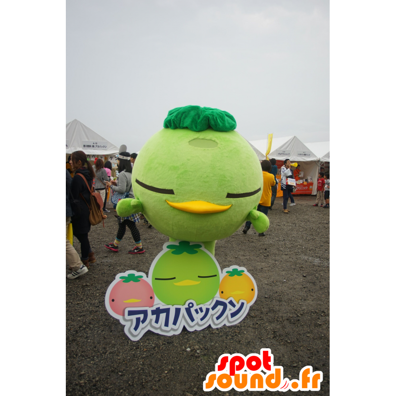 Mascotte de gros oiseau vert et jaune, très rigolo - MASFR25766 - Mascottes Yuru-Chara Japonaises