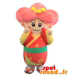 Umeko-chan maskot, rosa tjej, med en röd tunika - Spotsound