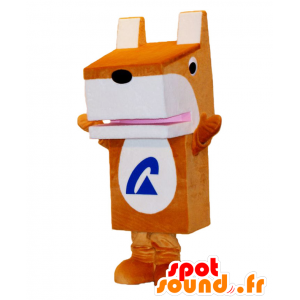 Mascotte de Gunken-kun, chien carré, marron et blanc - MASFR25774 - Mascottes Yuru-Chara Japonaises