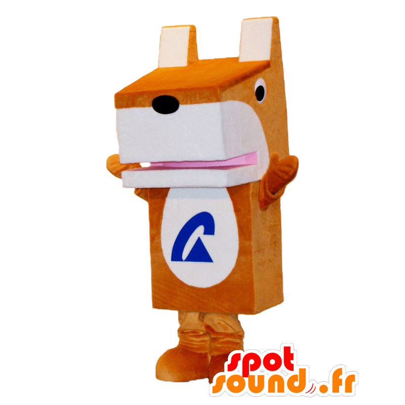 Mascot Gunken-kun, quadratisch Hund, braun und weiß - MASFR25774 - Yuru-Chara japanischen Maskottchen