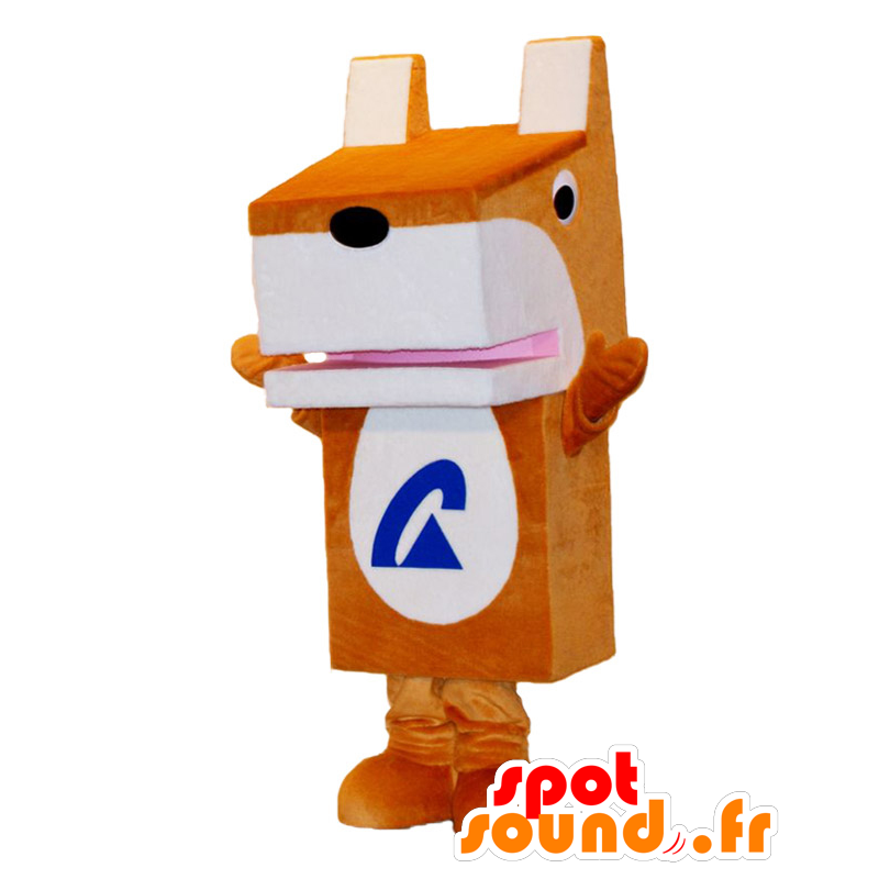 Mascot Gunken-kun, square dog, brown and white - MASFR25774 - Yuru-Chara Japanese mascots