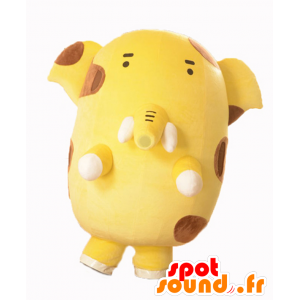 Mascot Zohkirin, geel en bruin olifant, rond en schattig - MASFR25775 - Yuru-Chara Japanse Mascottes