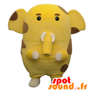 Mascot Zohkirin, geel en bruin olifant, rond en schattig - MASFR25775 - Yuru-Chara Japanse Mascottes