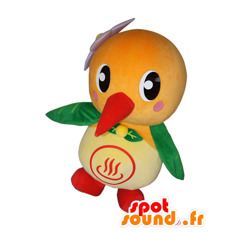 Mascotte de Yutotto, oiseau, pic-vert, vert orange et beige - MASFR25777 - Mascottes Yuru-Chara Japonaises