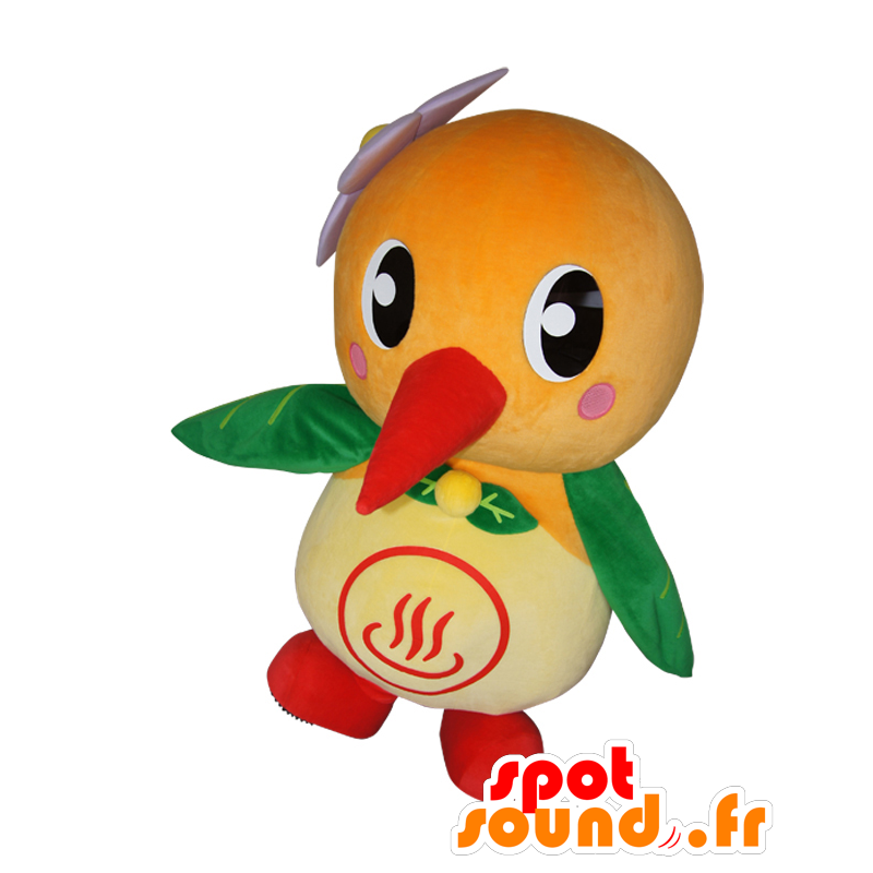 Yutotto mascot, bird, woodpecker, orange and beige green - MASFR25777 - Yuru-Chara Japanese mascots