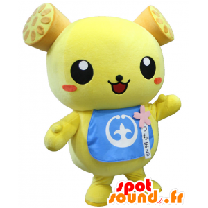 Mascotte de Tsuchimaru, de nounours jaune, très mignon - MASFR25781 - Mascottes Yuru-Chara Japonaises