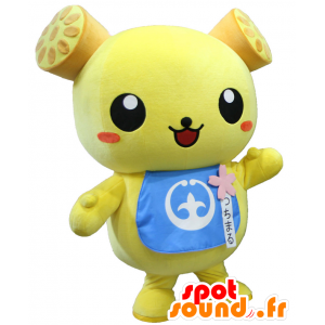 Mascot Tsuchimaru, geel teddybeer, heel schattig - MASFR25781 - Yuru-Chara Japanse Mascottes